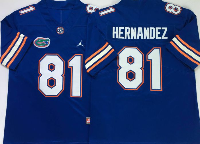 Men Florida Gators 81 Hernandez Blue 2025 NCAA Jersey style 1